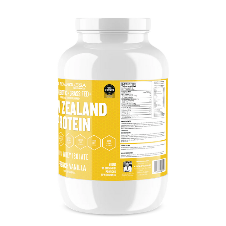 Schinoussa Probiotic Grass Fed New Zealand Whey Protein French Vanilla - 910 g