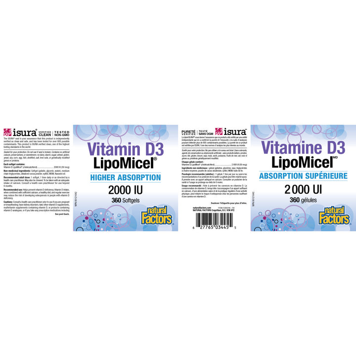 Natural Factors Vitamin D3 LipoMicel® 2000 IU