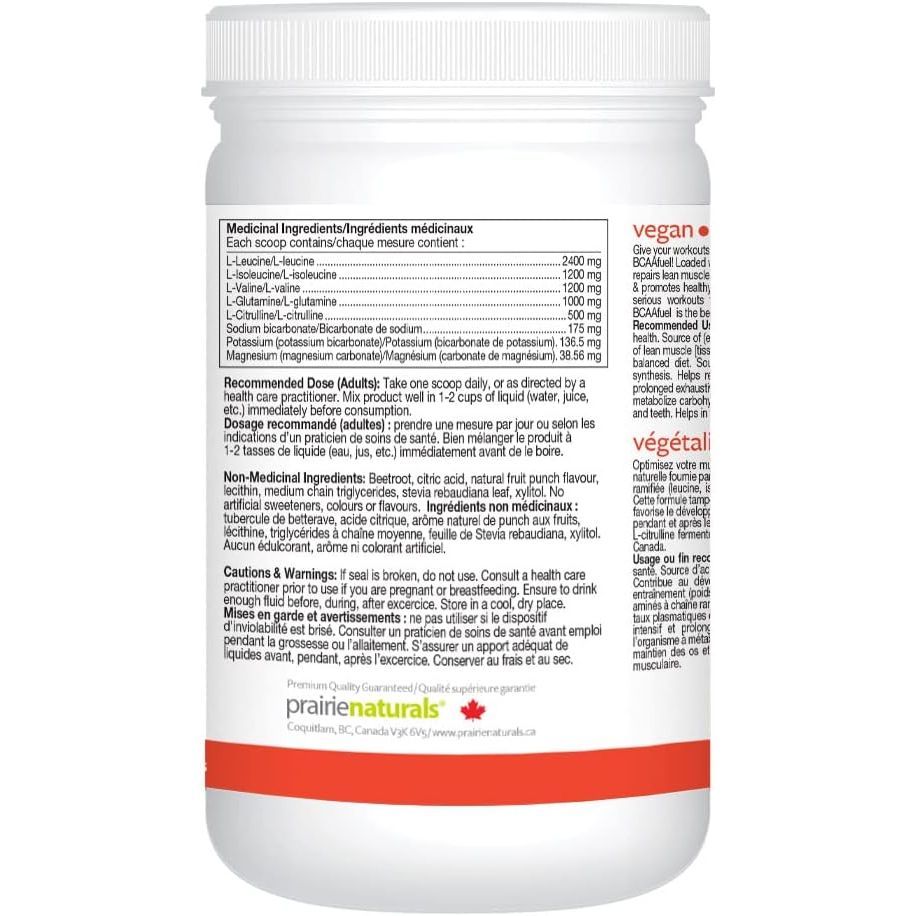 Prairie Naturals BCAA Fuel Alkaline Fruit Punch Flavour Powder