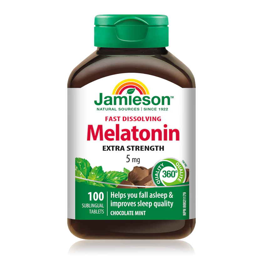 Jamieson Melatonin Fast Dissolving Chocolate Mint Tablets 5 mg