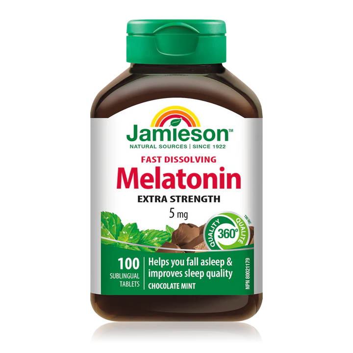 Jamieson Melatonin Fast Dissolving Chocolate Mint Tablets 5 mg