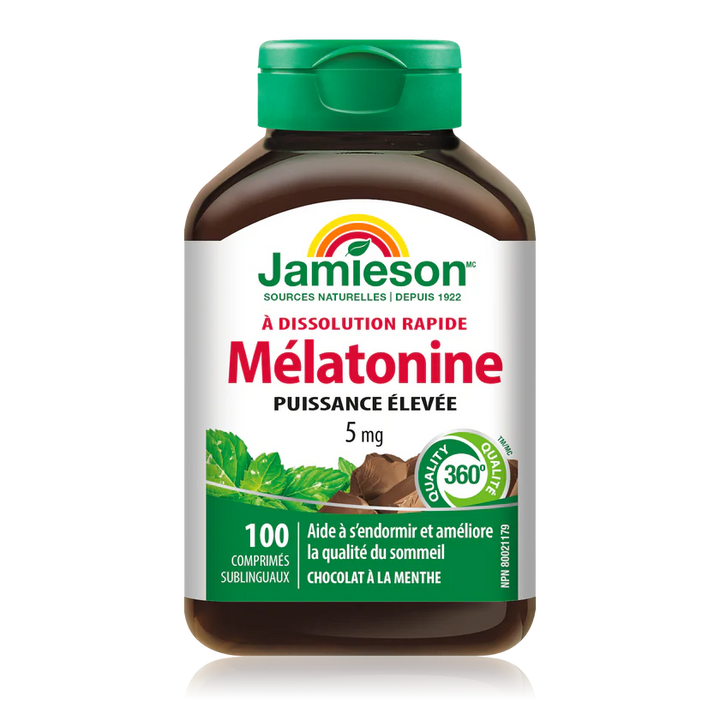 Jamieson Melatonin Fast Dissolving Chocolate Mint Tablets 5 mg