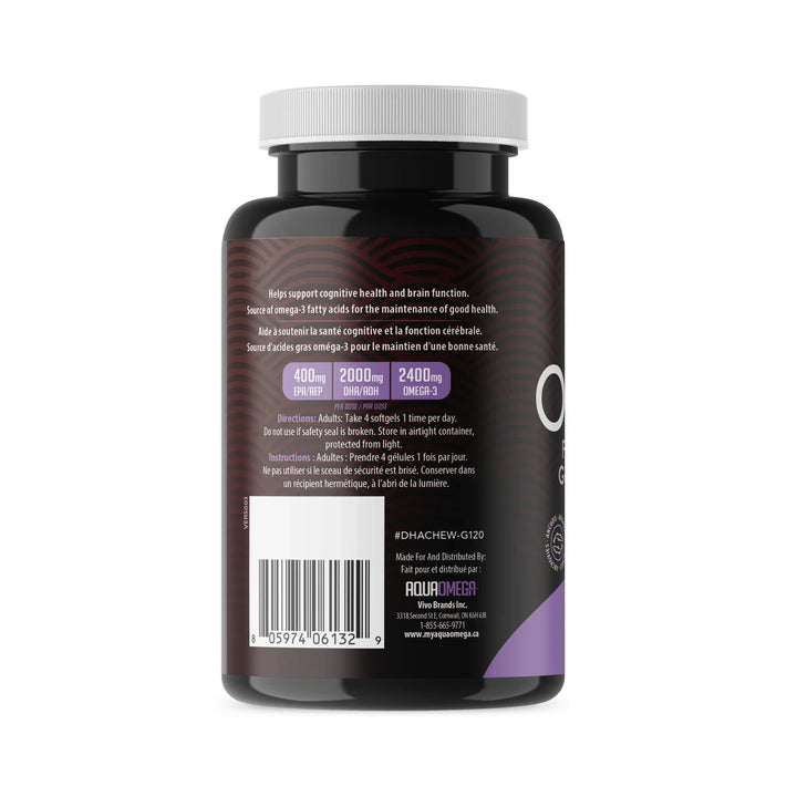 AquaOmega - High DHA Omega-3 Raisin Flavour Softgels