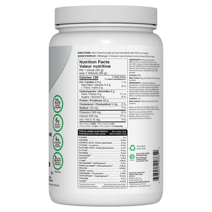 Garden of Life Sport Certified Grass Fed Whey Protein Chocolate - 690 g