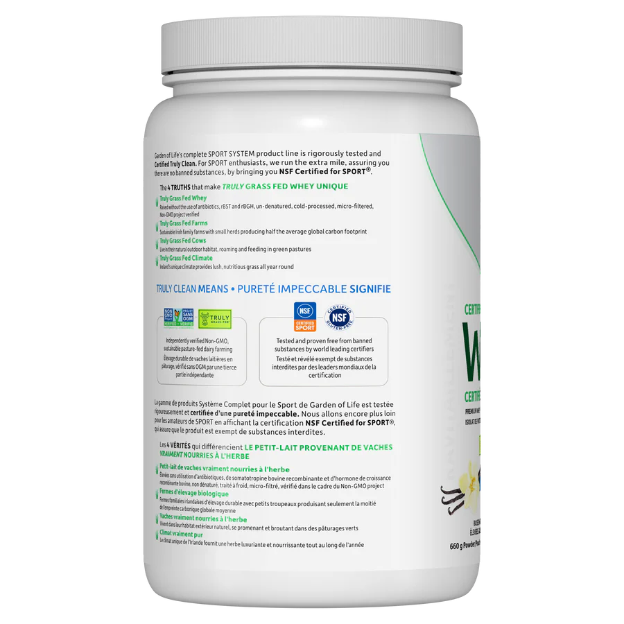 Garden of Life Sport Certified Grass Fed Whey Protein Vanilla - 660 g