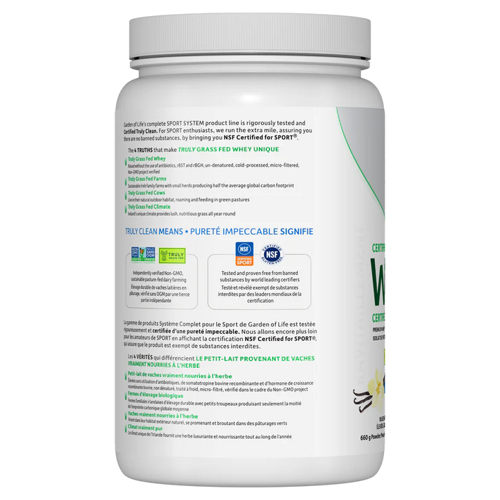 Garden of Life Sport Certified Grass Fed Whey Protein Vanilla - 660 g