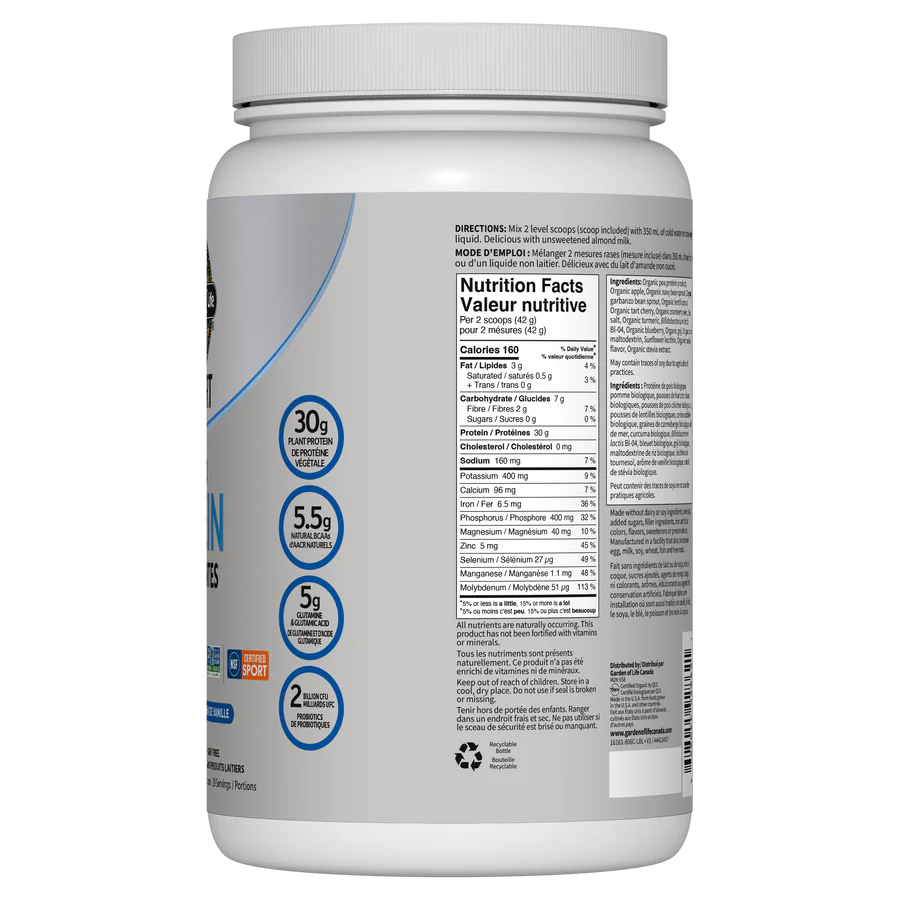 Garden of Life Sport Organic Plant-Based Protein, vanilla - 806 g