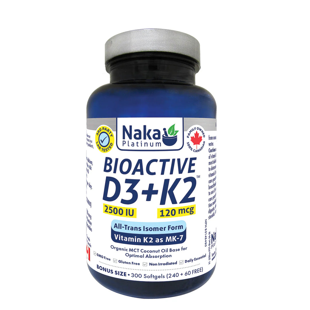 Naka Platinum BioActive D3+K2 in MCT Oil 2500IU Softgels