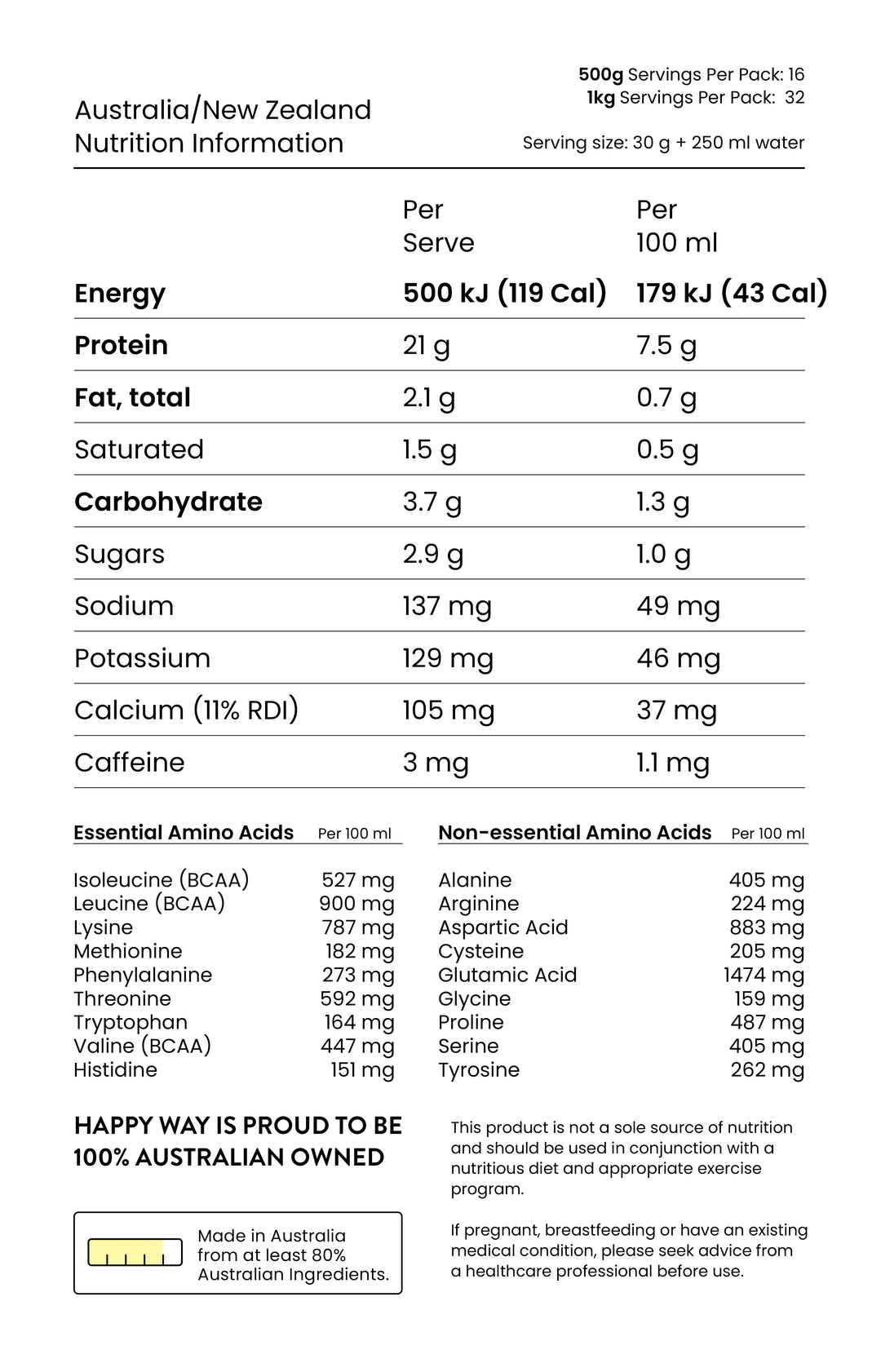 HAPPY WAY Coffee Whey Protein Powder | 500g