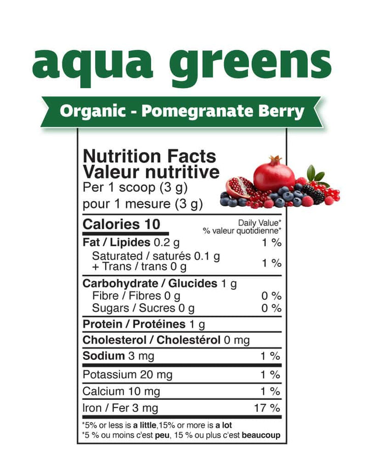 Prairie Naturals Organic Aqua Greens Powder Pomegranate Berry 200g