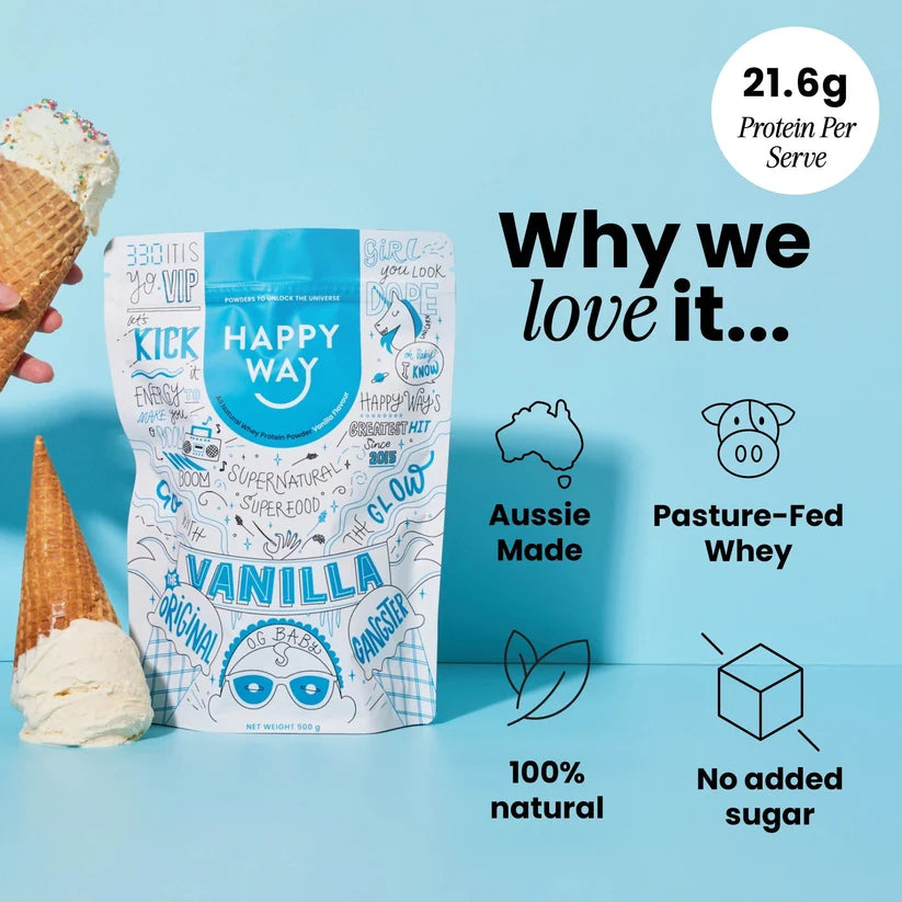 HAPPYWAY - Whey Protein Powder, Vanilla Flavour