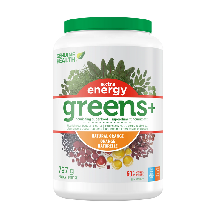 Genuine Health Greens+ Extra Energy, Natural Orange