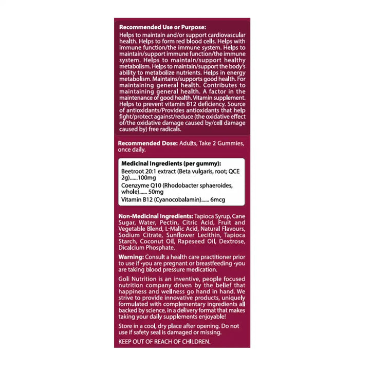 Goli Beets Cardio Gummies