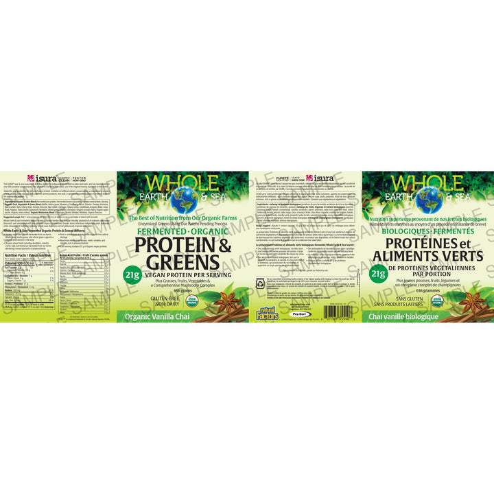 Whole Earth & Sea Powder Fermented Organic Protein & Greens, Organic Vanilla Chai