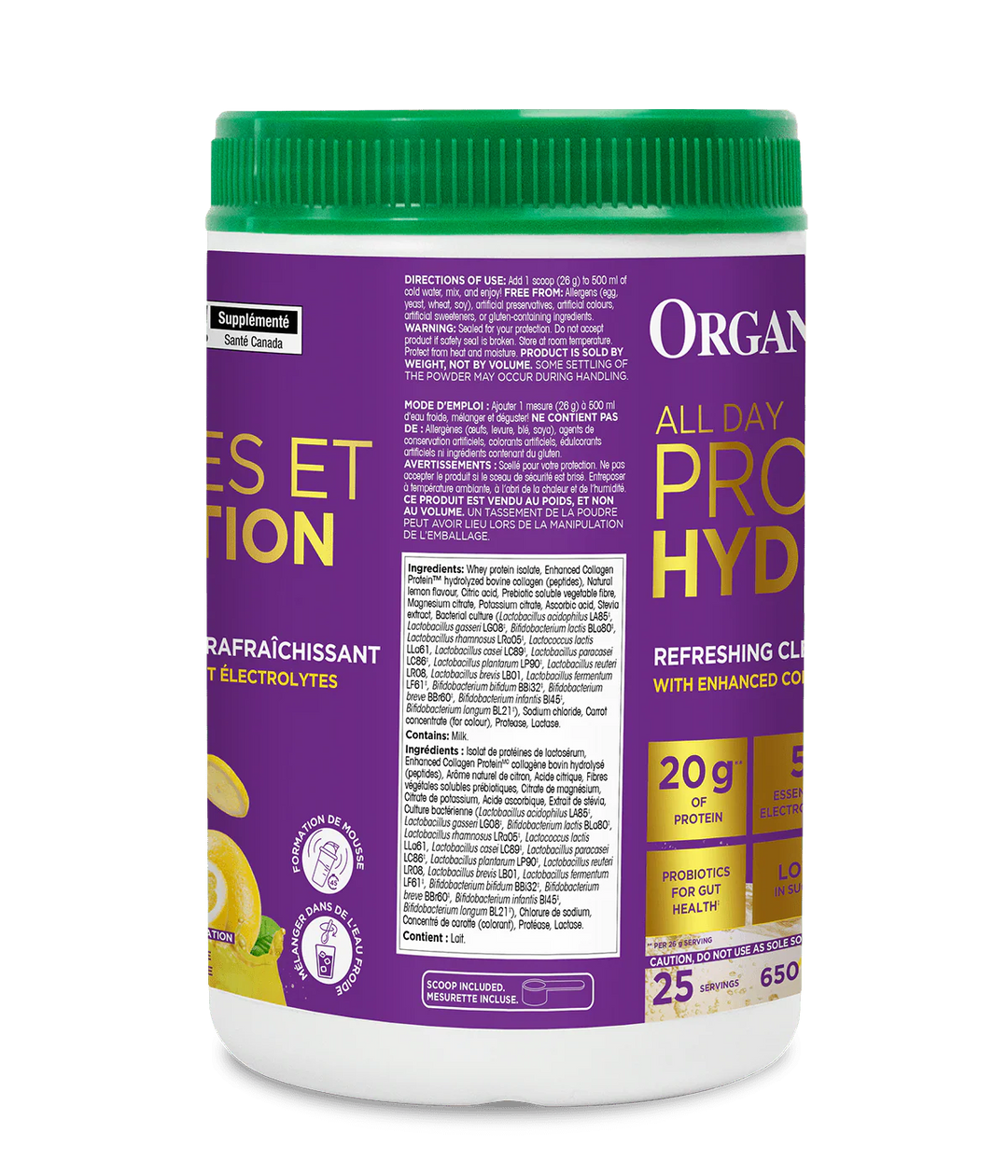 Organika All Day Protein Hydrator, Classic Lemonade
