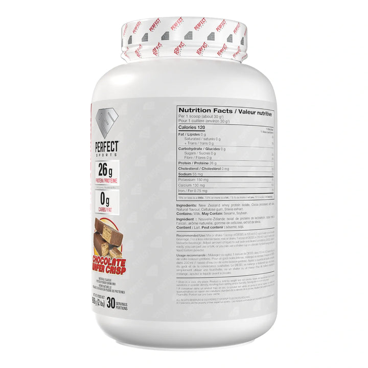Perfect Sport Diesel New Zealand Whey Isolate, Chocolate Wafer Crisp Protein Powder