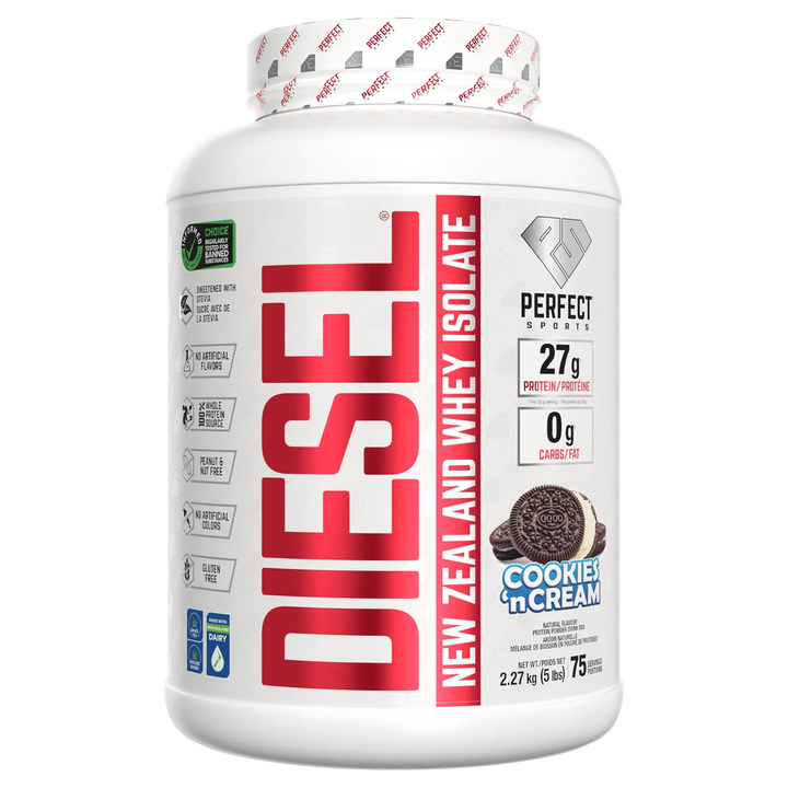 Perfect Sport Diesel New Zealand Whey Isolate, Cookies and Cream Protein Powder