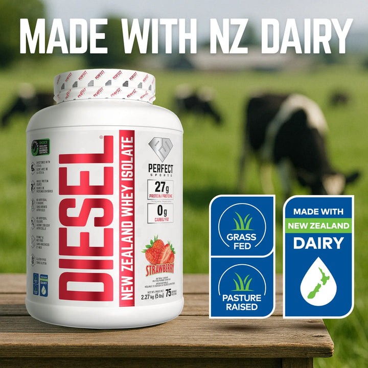 Perfect Sport Diesel New Zealand Whey Isolate, Strawberry Protein Powder