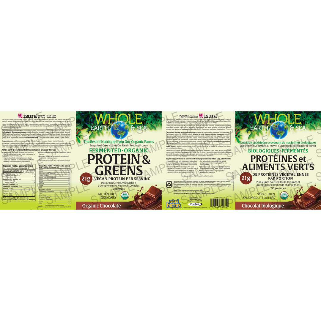 Whole Earth & Sea Powder Fermented Organic Protein & Greens, Organic Chocolate