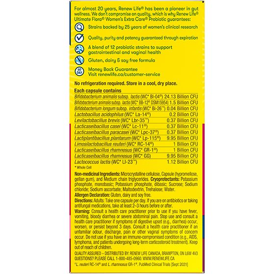 RenewLife Ultimate Flora® Women’s Extra Care™ Probiotic, 50 Billion Active Cultures
