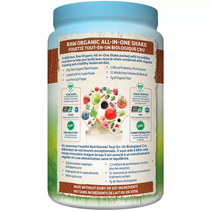 Garden of Life Raw Organic All-in-One Shake, Vanilla Spiced Chai flavour, 907g, 28 servings