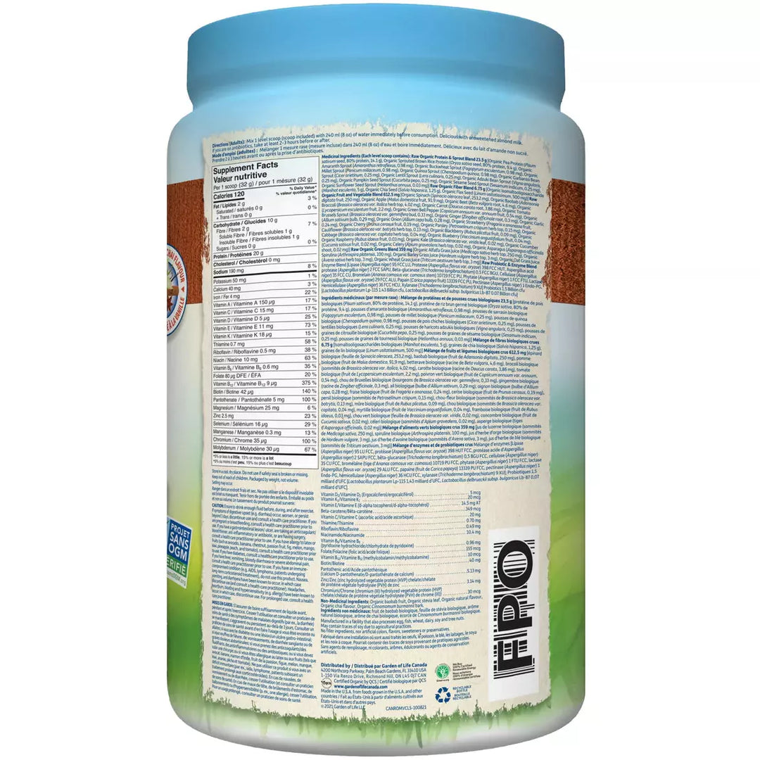 Garden of Life Raw Organic All-in-One Shake, Vanilla Spiced Chai flavour, 907g, 28 servings