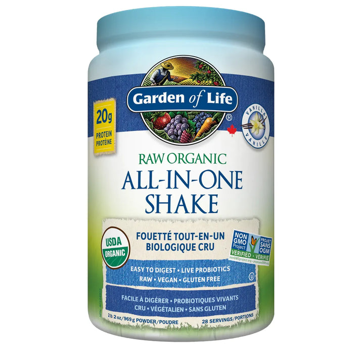 Garden of Life Raw Organic All-in-One Shake, Vanilla, 969g, 28 servings
