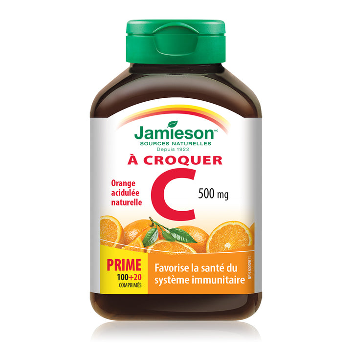 Jamieson Chewable Vitamin C 500 mg Natural Tangy Orange Flavour