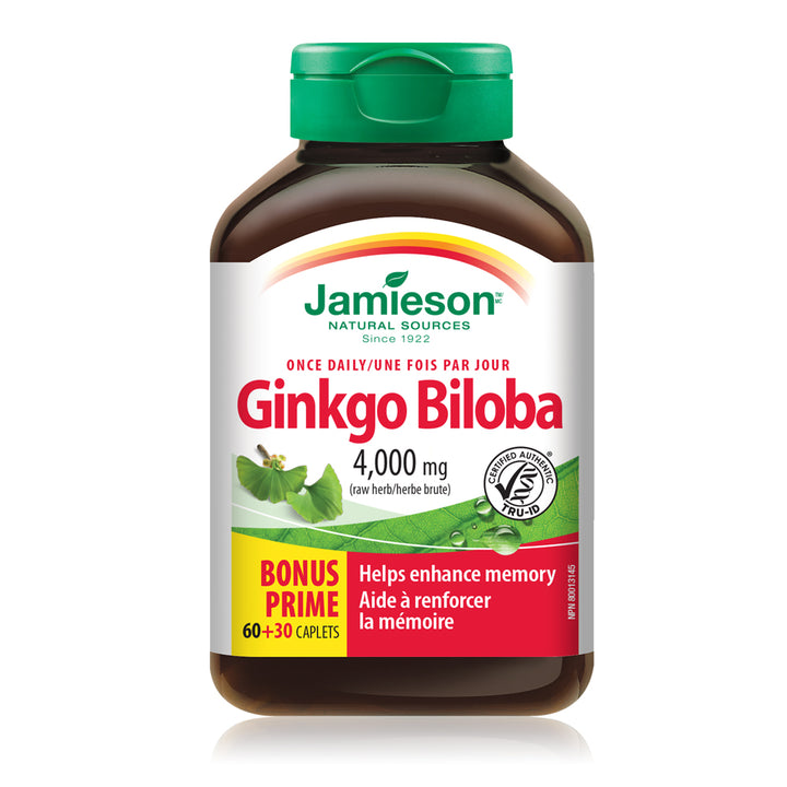 Jamieson Ginkgo Biloba Caplets, 4,400 mg