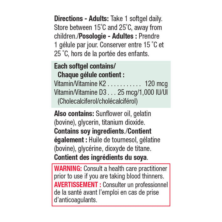 Jamieson Vitamin K2 120 Mcg + D3 1000 IU