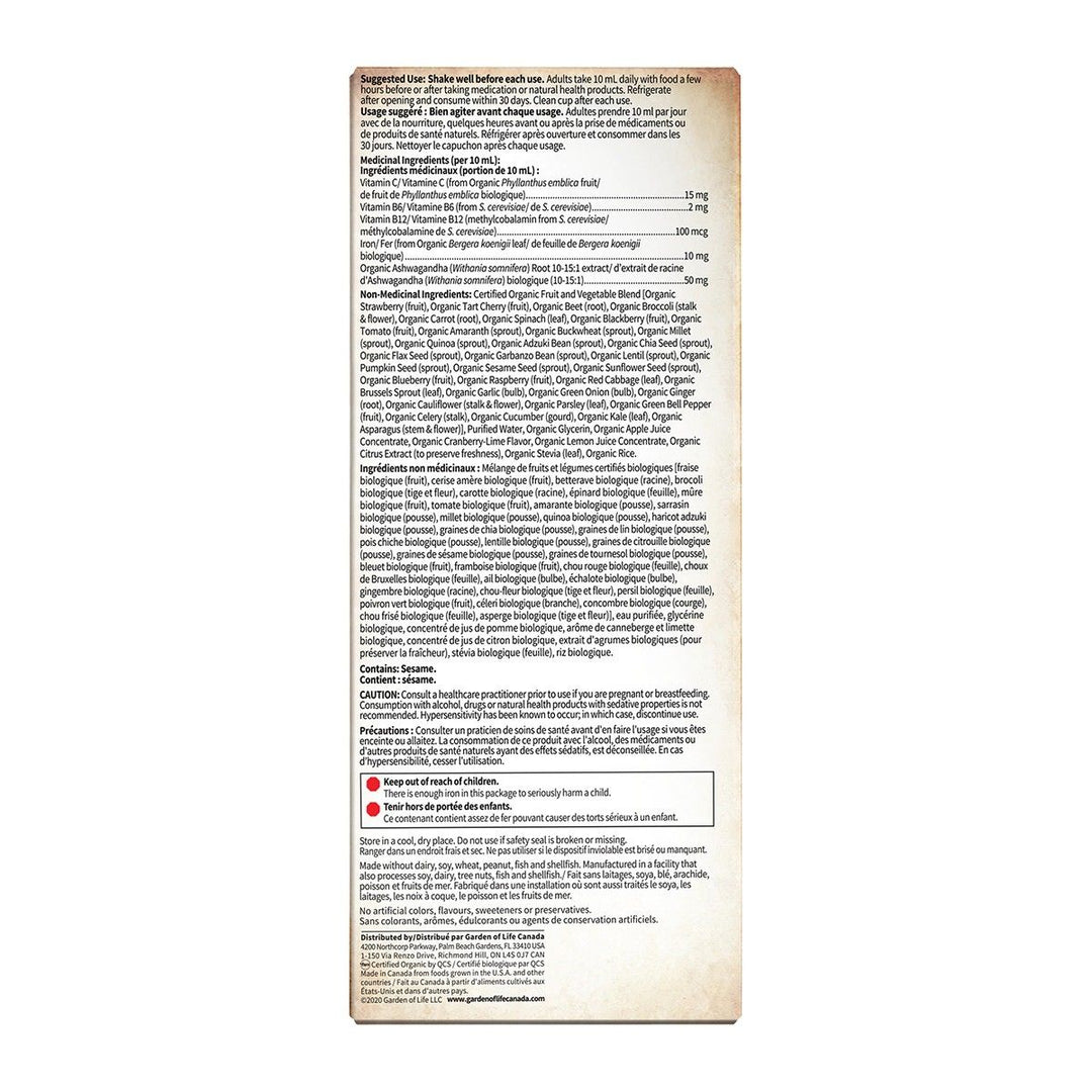 Garden of Life MyKind Organics Plant Iron & Organic Herbs Cranberry lime