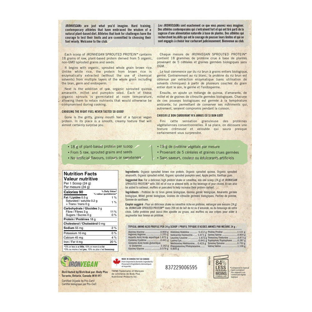 Iron Vegan Sprouted Protein Powder, Unflavoured