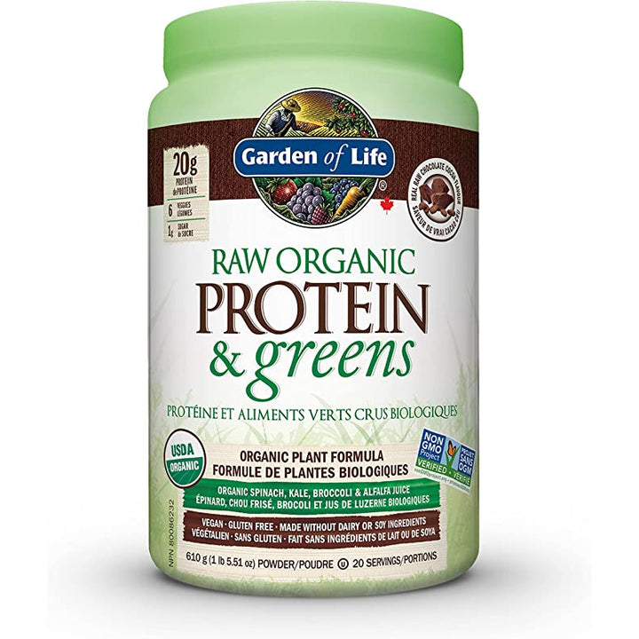 Garden of Life Raw Organic Protein&Greens, organic plant formula, chocolate flavour, 610g