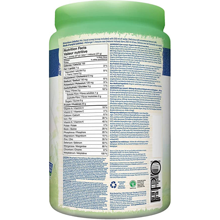 Garden of Life Raw Organic Protein&Greens, organic plant formula, real raw vanilla flavour, 550g
