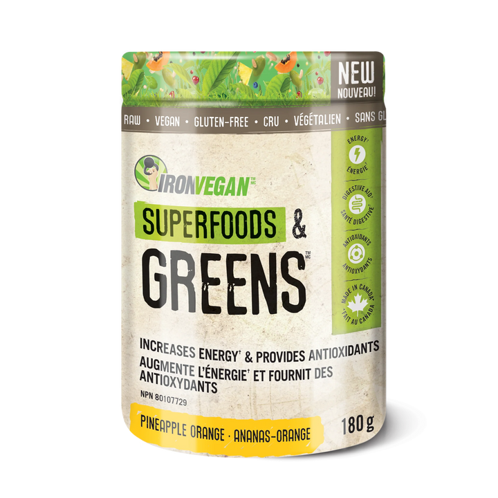 Iron Vegan Superfoods & Greens, Increases energy & provides antioxidants, Pineapple orange flavour