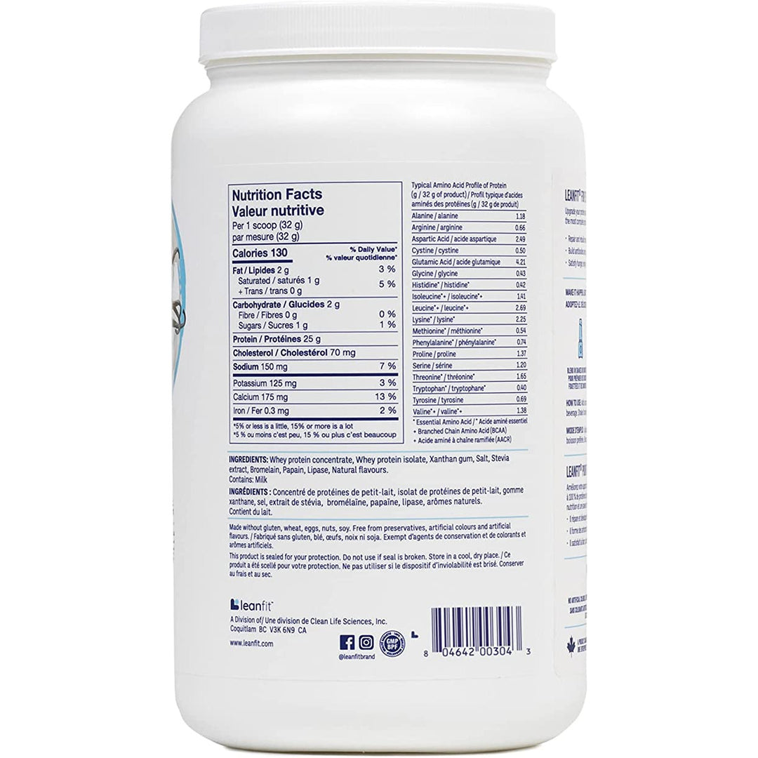 Leanfit Whey Protein drink mix, Vanilla Bean Flavour, 832g