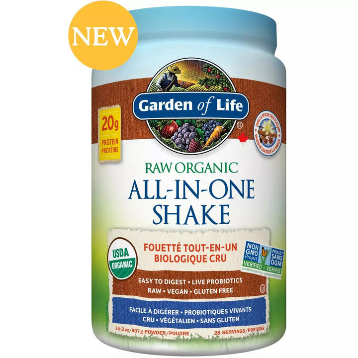 Garden of Life Raw Organic All-in-One Shake, Vanilla Spiced Chai flavour, 907g, 28 servings