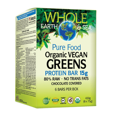 Organic Vegan Greens Protein Bar 15 g, Whole Earth & Sea Bars