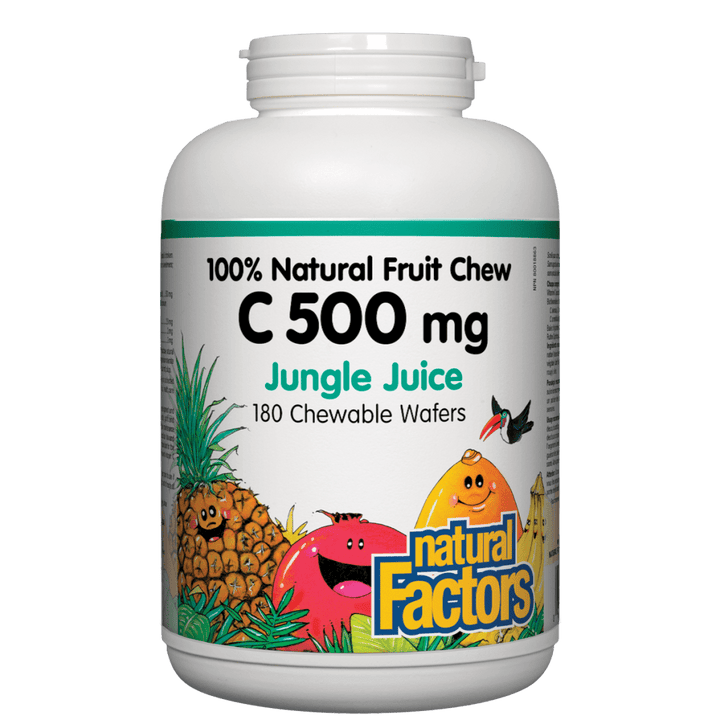 C 500 mg 100% Natural Fruit Chew, Jungle Juice Chewable Wafers