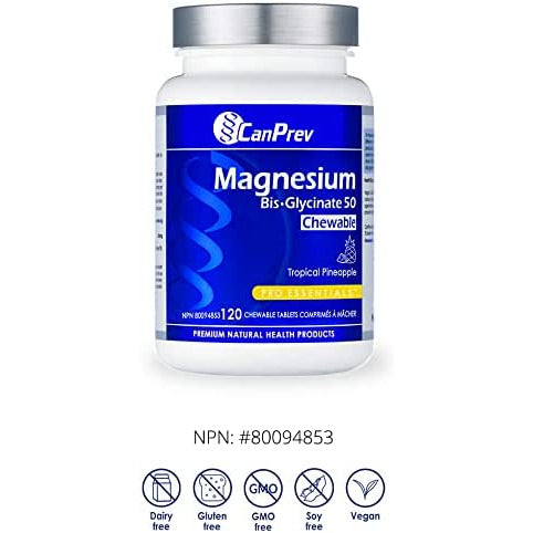 Canprev Magnesium Bis-glycinate 50, Chewable, Tropical Pineapple Chewable Tablets
