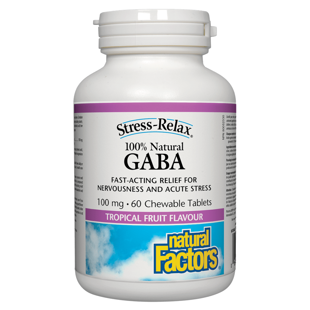 100% Natural GABA 100 mg, Tropical Fruit Flavour, Stress-Relax Chewable Tablets